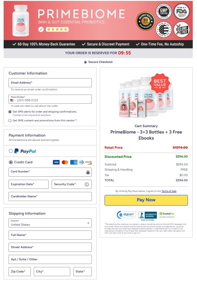 PrimeBiome Payment Page